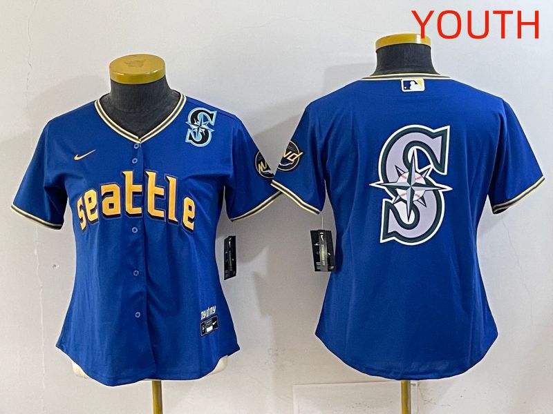Youth 2025 Seattle Mariners Blank Blue City Edition Nike MLB Jersey style 8